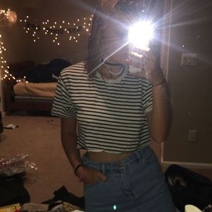 American apparel raw hem crop tee